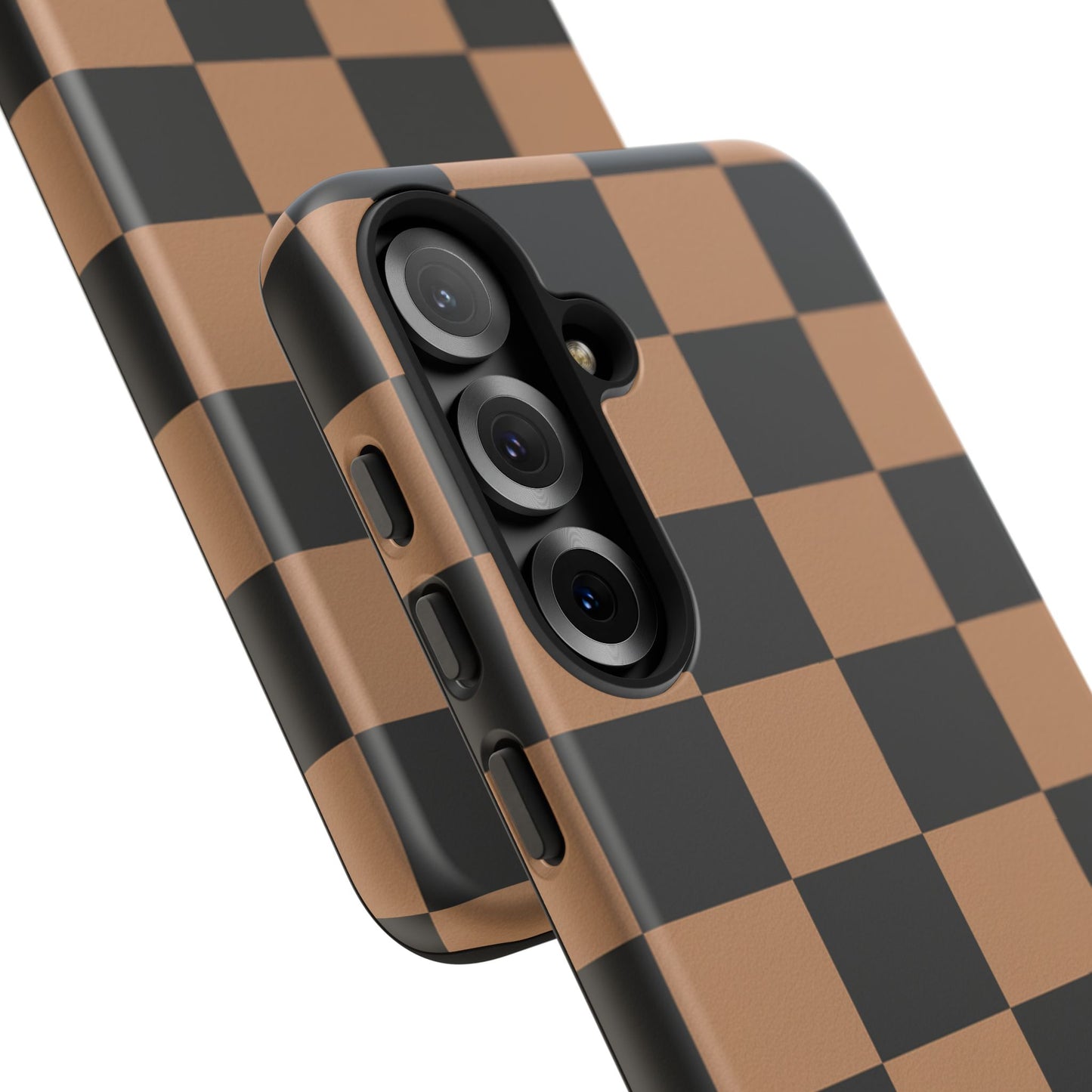 Brown Checkered Phone Case | Aesthetic Checkerboard iPhone & Samsung Tough Case