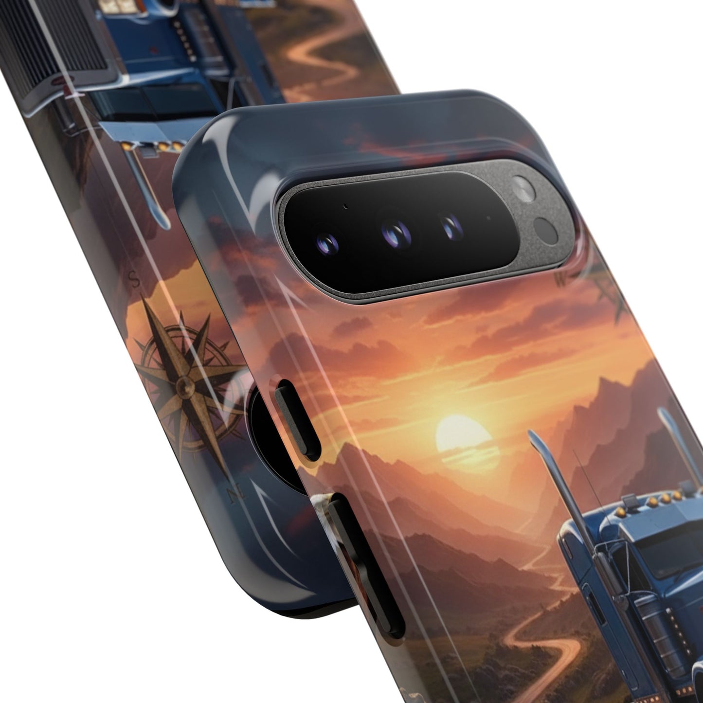 Semi Truck Sunset Phone Case | Trucker Gift | Diesel Truck Highway Road iPhone & Samsung Tough Protective Case