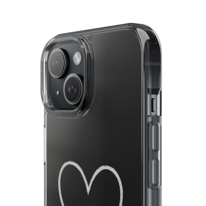 Minimal Hand-Drawn Heart Clear Phone Case | Aesthetic Clear Protective Case