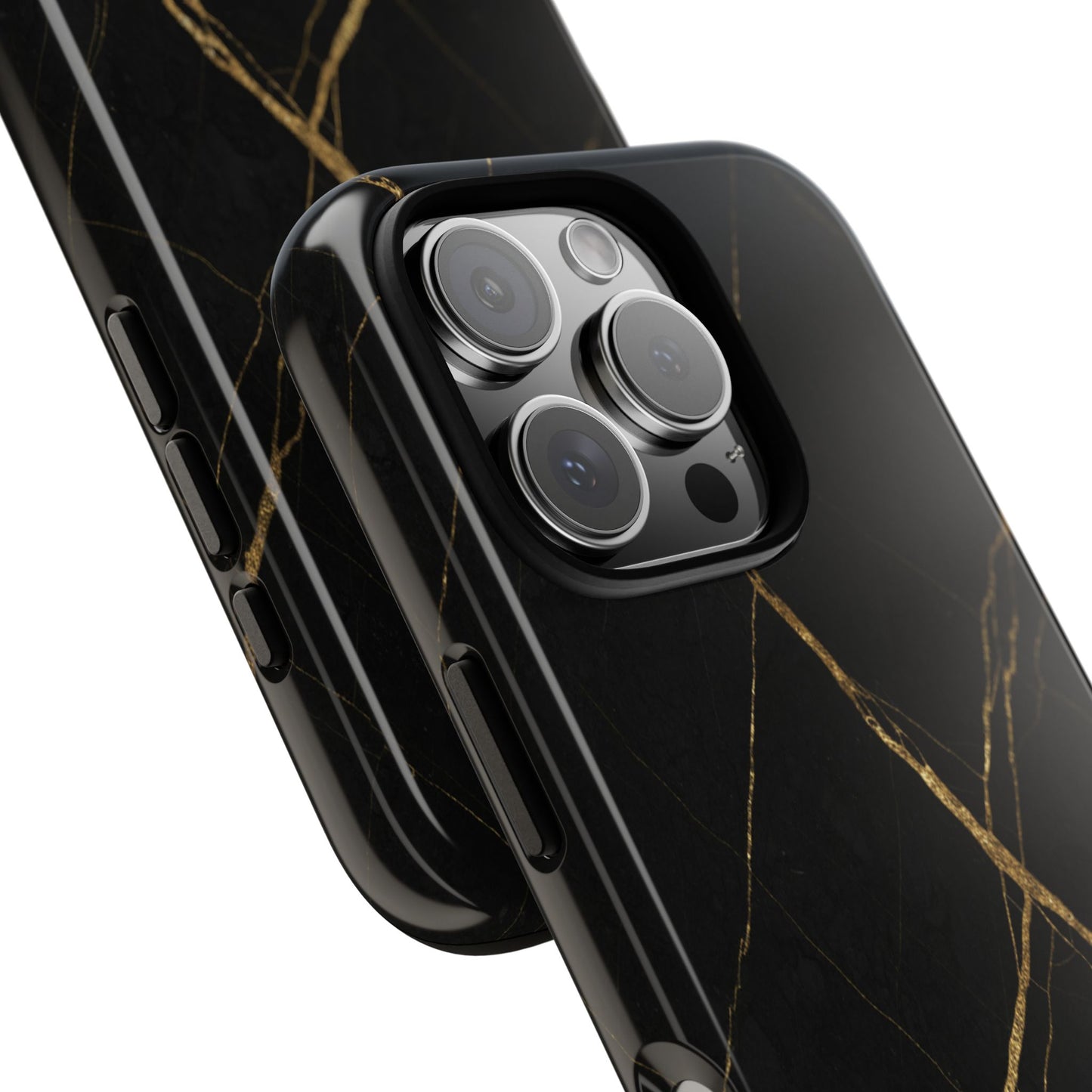 Black Marble Phone Case with Gold Veins | Minimal Luxury Tough Case