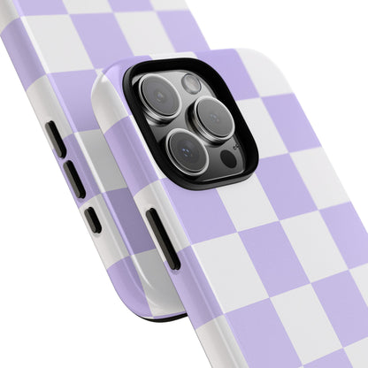 Lavender Checkerboard Phone Case | Pastel Aesthetic Checkered iPhone & Samsung Tough Case