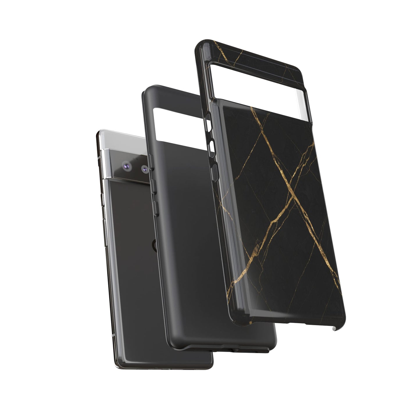 Black Marble Phone Case with Gold Veins | Minimal Luxury Tough Case