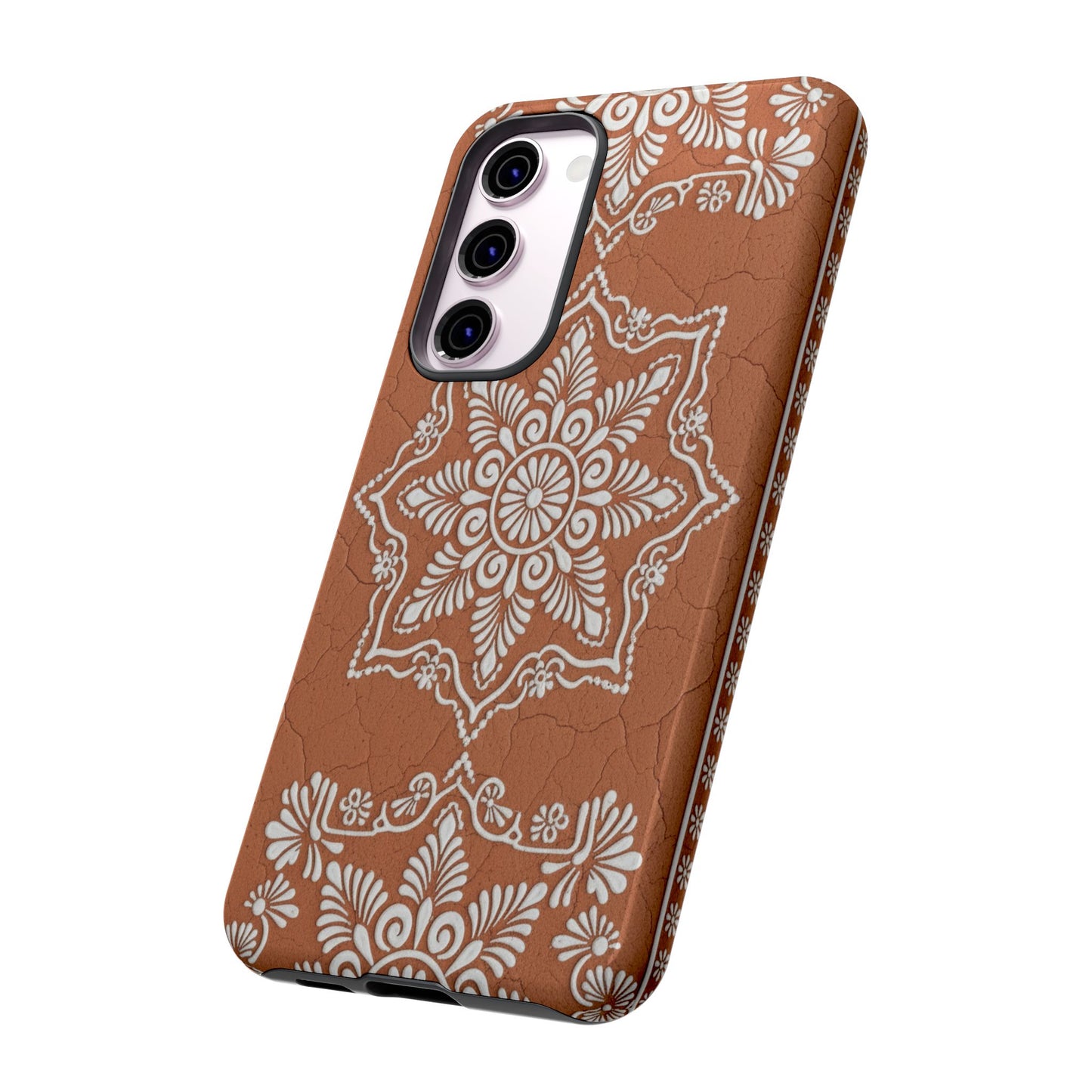 Talavera Terracotta Phone Case | Mexican Floral Pattern iPhone & Samsung Tough Case | Boho Clay Aesthetic Cover