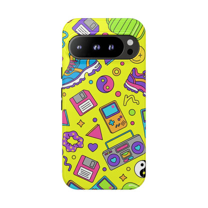 90s Retro Neon Phone Case – Y2K Nostalgia Colorful Icons Tough Protective Case
