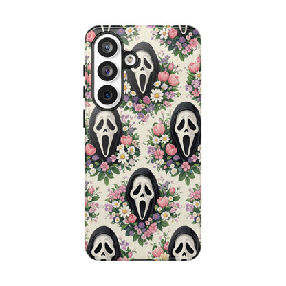 Floral Ghost Face Aesthetic Phone Case – Cute Spooky Tough Cover
