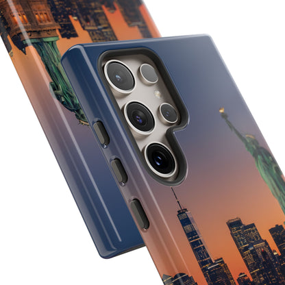 Statue of Liberty Sunset Phone Case – New York City Skyline Travel Aesthetic Tough Case