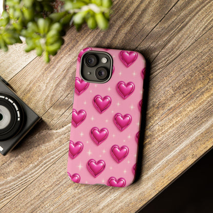 Pink Heart Pattern Phone Case | Tough Protective Case for Iphone, Samsung Galaxy and Pixel
