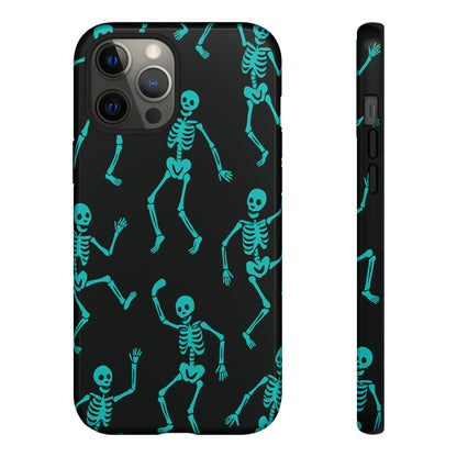 Dancing Teal Skeletons Phone Case | Tough Protective Case for Iphone, Samsung Galaxy and Pixel