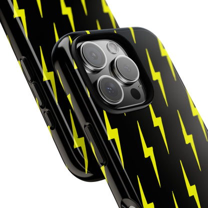 Yellow Lightning Bolt Tough Phone Case | Bold Electric Pattern Case for Iphone, Samsung Galaxy and Pixel