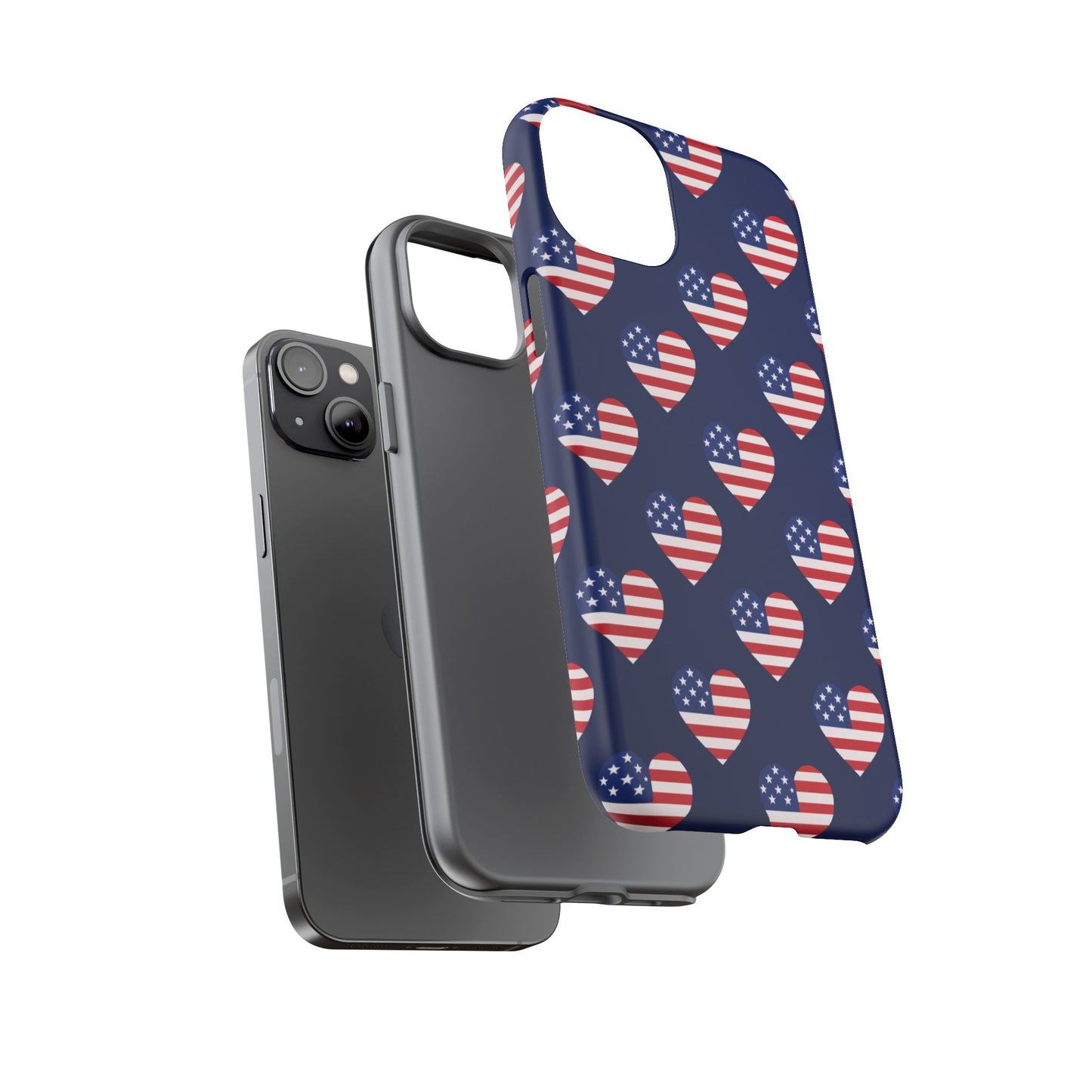 Patriotic American Flag Heart Phone Case – Tough Shockproof, USA Stars & Stripes for Iphone, Samsung Galaxy and Pixel