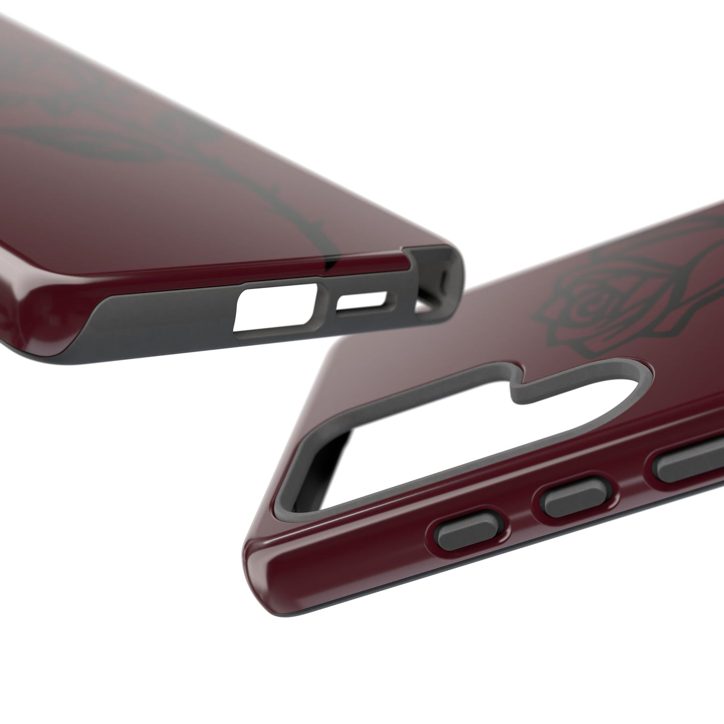 Black Rose Burgundy iPhone Case | Dark Aesthetic Shockproof Protective Cover