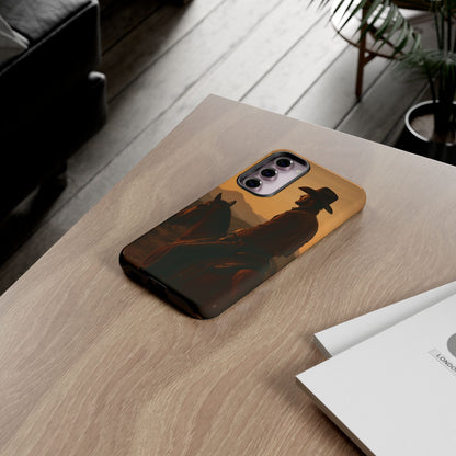 Western Cowboy Sunset Phone Case | Horse Rider Desert Aesthetic Tough Protective Case