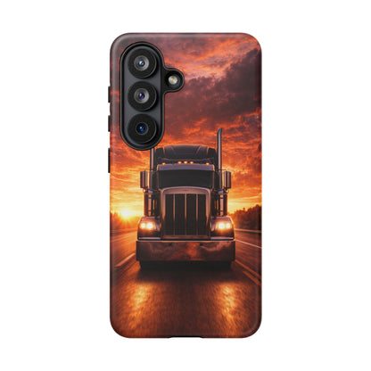 Big Rig Truck Phone Case Sunset Highway Semi Truck iPhone Samsung Cover