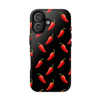 Spicy Chili Pepper Phone Case – Black Cute Hot Pepper Tough Cover for Iphone, Samsung Galaxy and Pixel