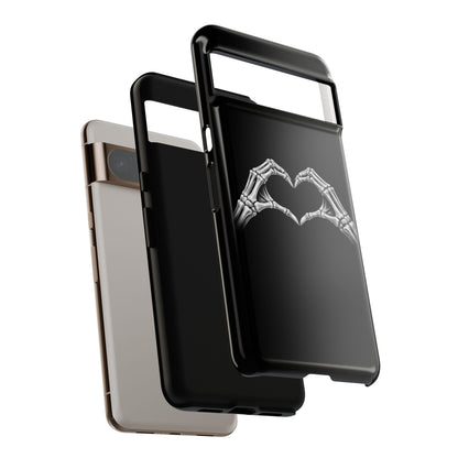 Skeleton Hands Heart Phone Case | Gothic Black Protective Cover