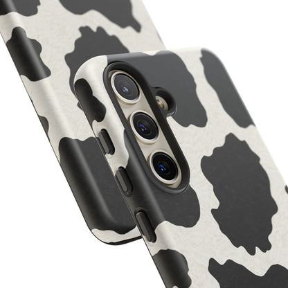 Black & White Cow Print Phone Case | Western Aesthetic iPhone & Samsung Tough Case