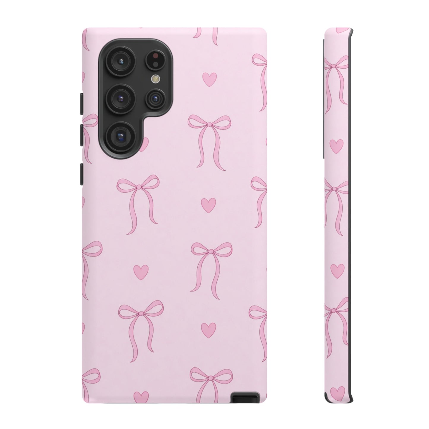 Pink Bow Heart Aesthetic Phone Case – Coquette Cute Tough Cover