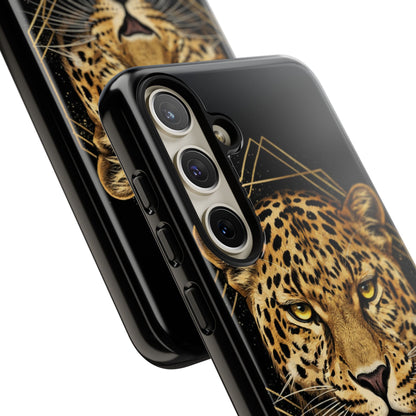 Leopard Phone Case – Black Gold Leopard Head Luxury Animal Tough Case