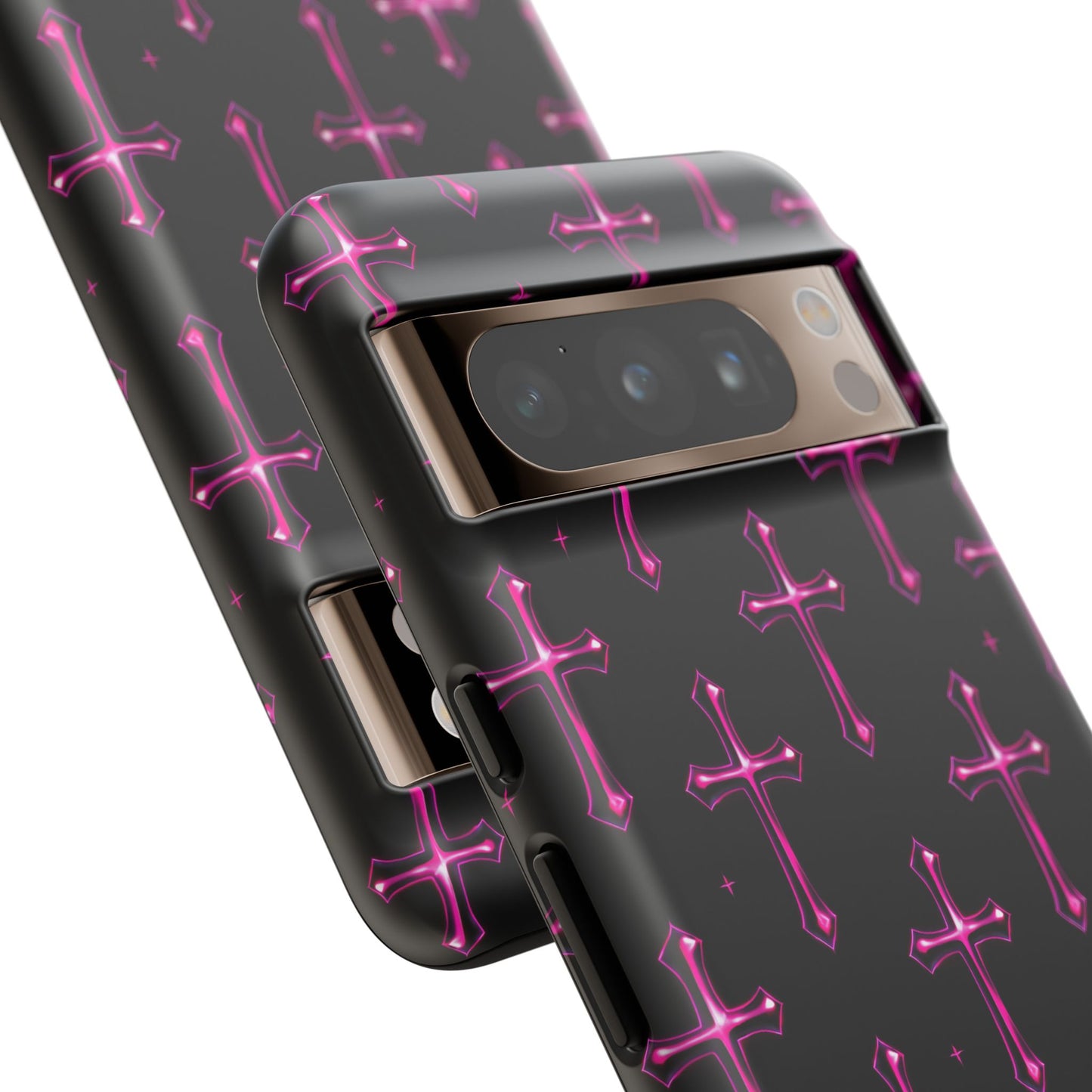 Neon Pink Cross Pattern Phone Case | Tough Protective Case for Iphone, Samsung Galaxy and Pixel