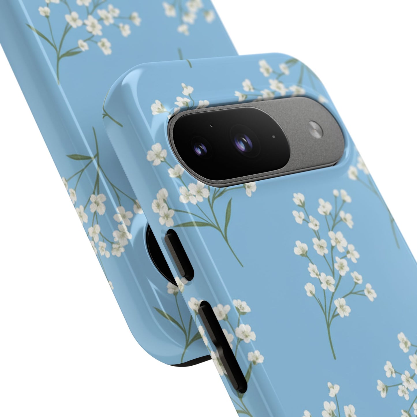 Baby’s Breath Floral Phone Case – Blue Minimal Flower Aesthetic Tough Case