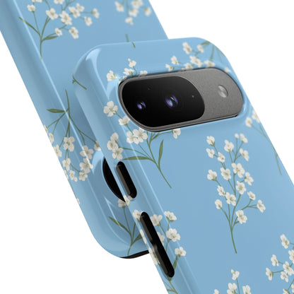 Baby’s Breath Floral Phone Case – Blue Minimal Flower Aesthetic Tough Case