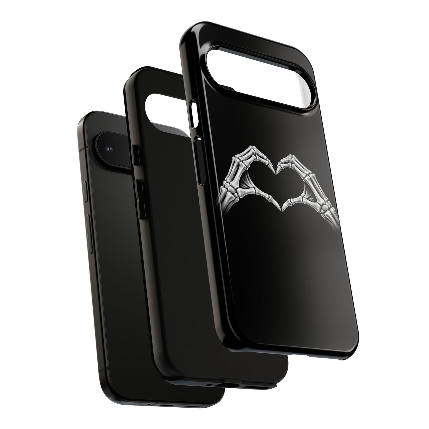 Skeleton Hands Heart Phone Case | Gothic Black Protective Cover