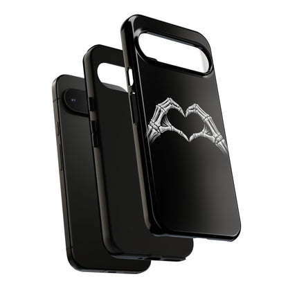 Skeleton Hands Heart Phone Case | Gothic Black Protective Cover