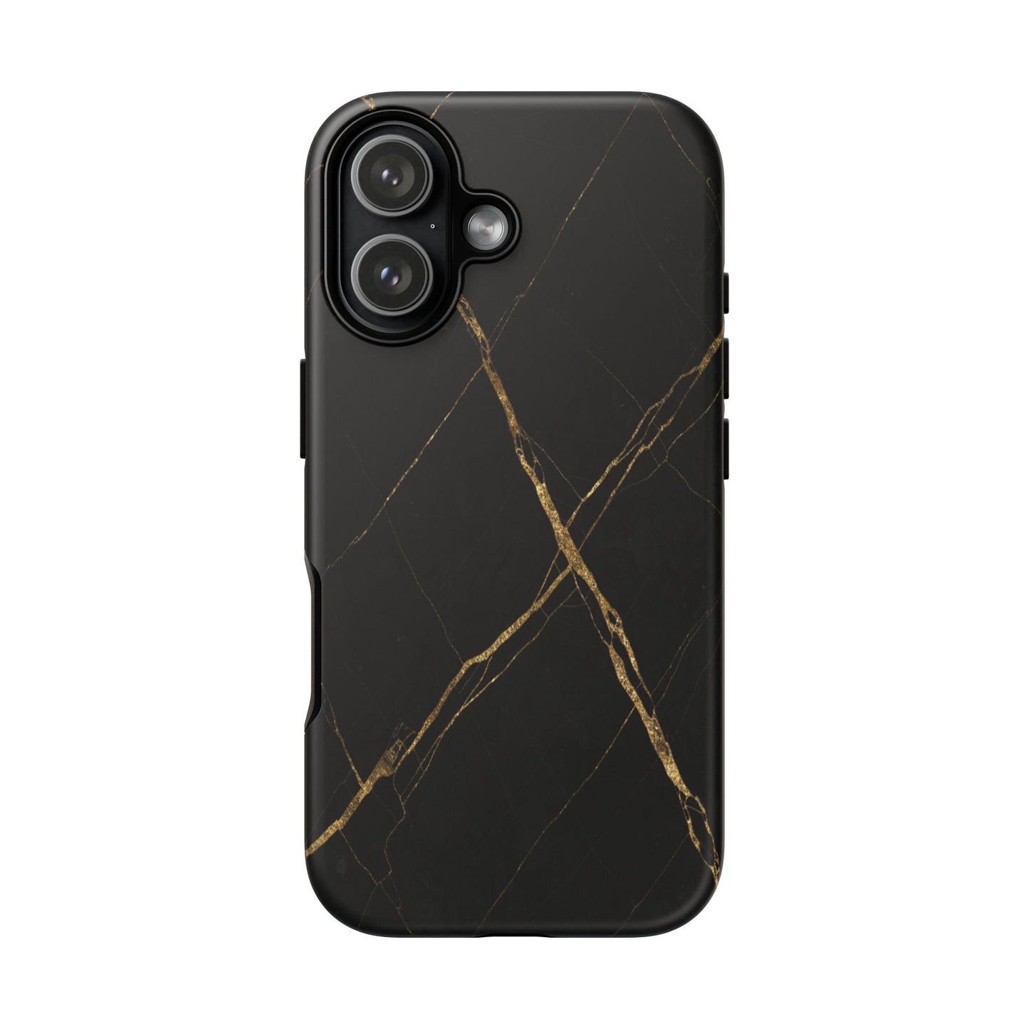 Black Marble Phone Case with Gold Veins – Luxury Minimal Aesthetic Tough Case
