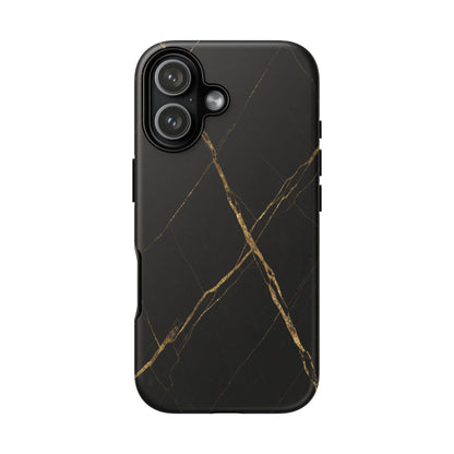 Black Marble Phone Case with Gold Veins – Luxury Minimal Aesthetic Tough Case