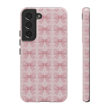 Pink Bow Pattern Phone Case – Soft Coquette Aesthetic Tough Case