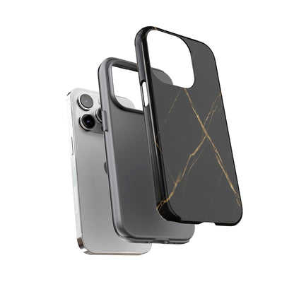 Black Marble Phone Case with Gold Veins | Minimal Luxury Tough Case