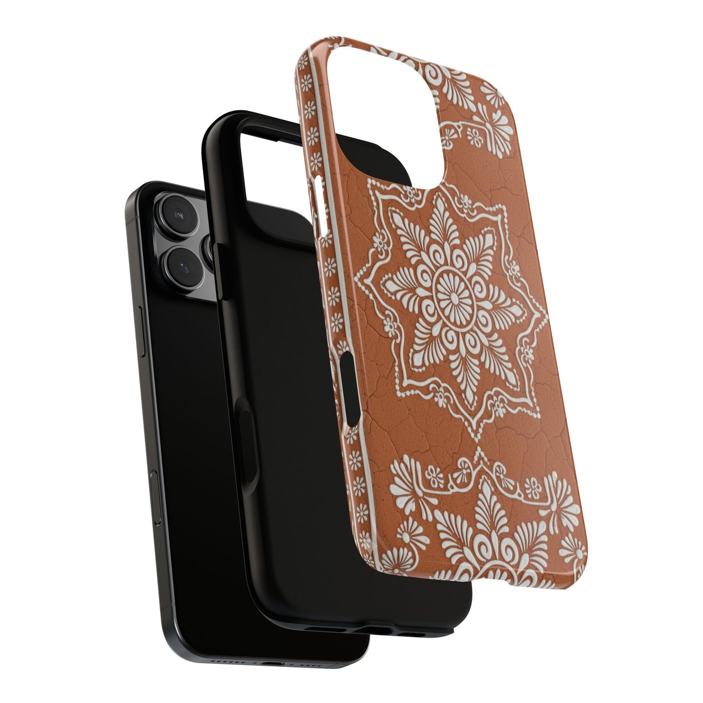 Talavera Terracotta Phone Case | Mexican Floral Pattern iPhone & Samsung Tough Case | Boho Clay Aesthetic Cover