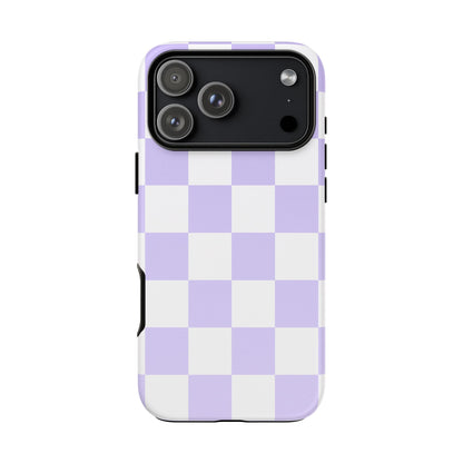 Lavender Checkerboard Phone Case | Pastel Aesthetic Checkered iPhone & Samsung Tough Case