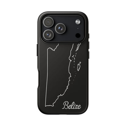 Belize Outline Phone Case – Minimal Country Map Tough Case (iPhone, Samsung, Pixel)