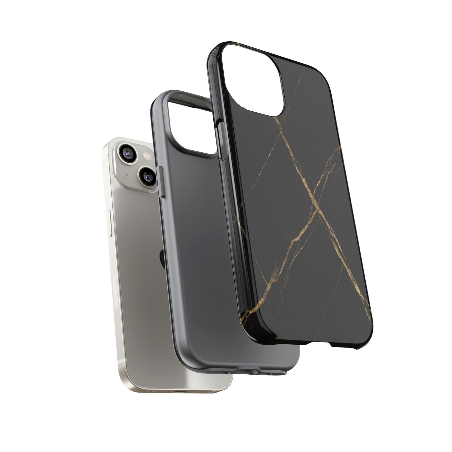 Black Marble Phone Case with Gold Veins – Luxury Minimal Aesthetic Tough Case