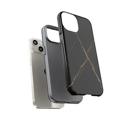 Black Marble Phone Case with Gold Veins – Luxury Minimal Aesthetic Tough Case