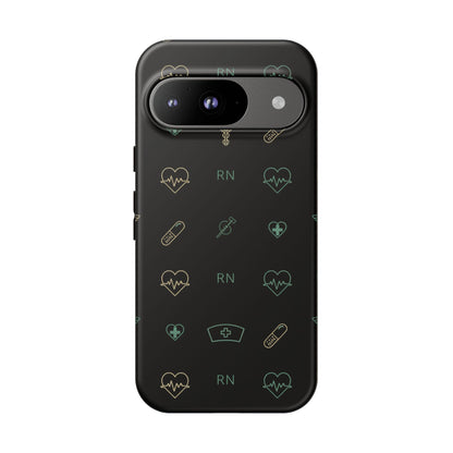 RN Nurse Phone Case – Minimal Medical Icon Pattern Healthcare Worker Tough Case