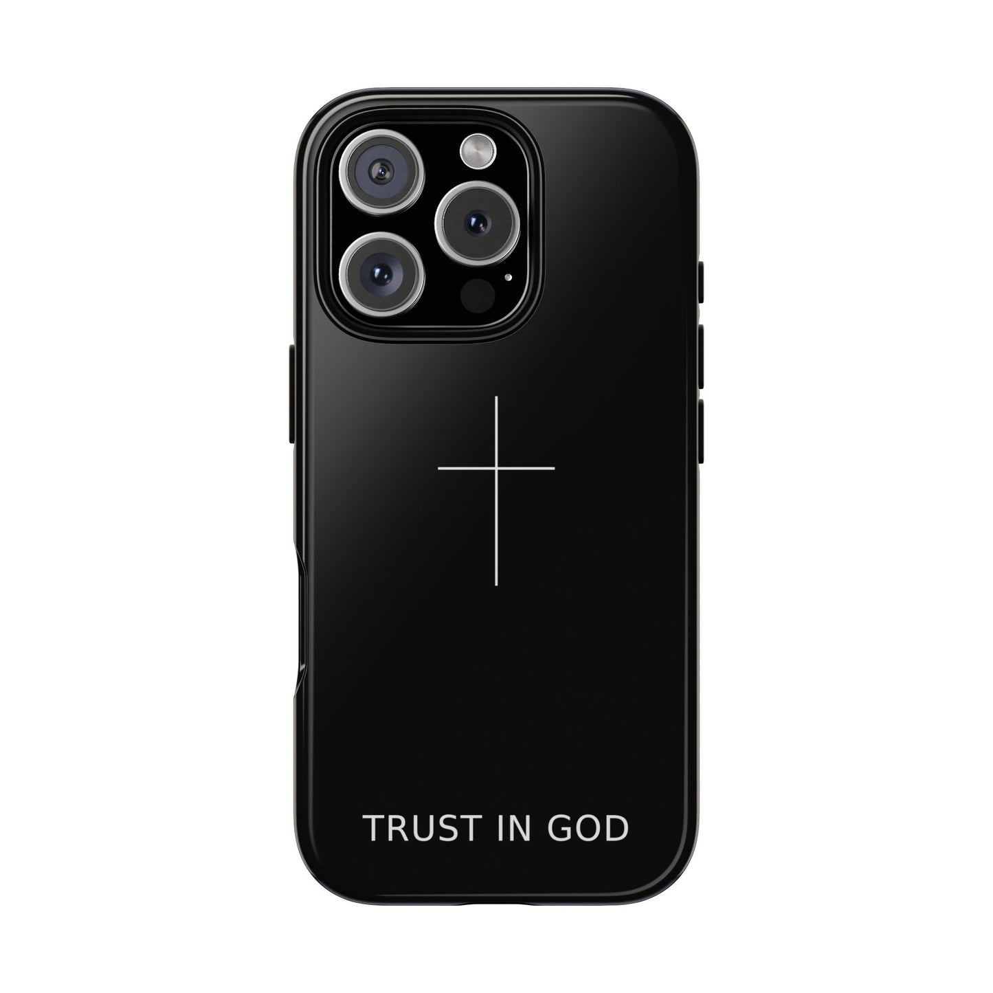 Trust in God Phone Case Minimal Cross Christian Black Tough Cover
