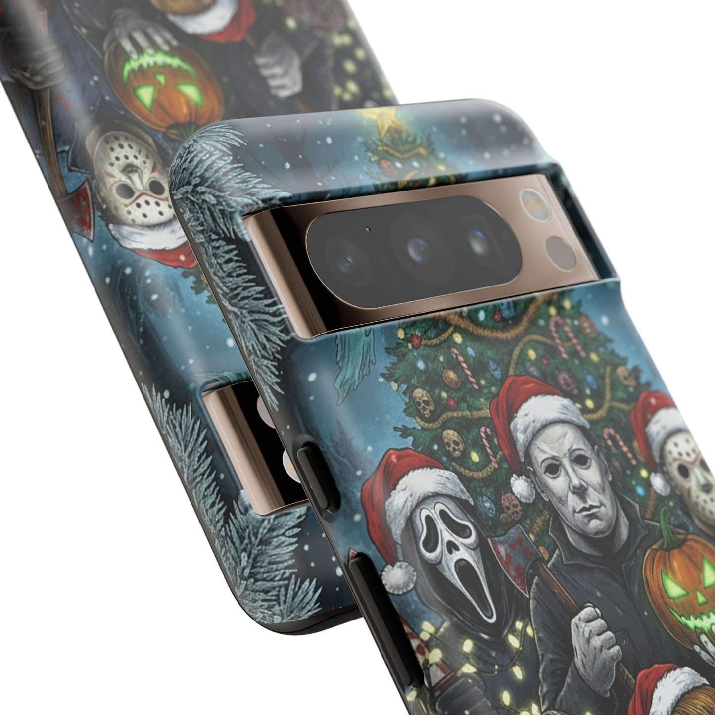 Christmas Horror Phone Case – Festive Slasher Collage Tough Case (iPhone, Samsung, Pixel)