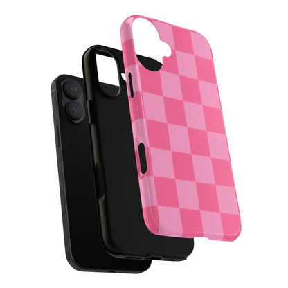 Pink Checkerboard Phone Case – Cute Aesthetic Tough Case for iPhone & Samsung