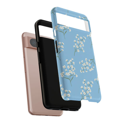 Baby’s Breath Floral Phone Case – Blue Minimal Flower Aesthetic Tough Case