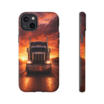 Big Rig Truck Phone Case Sunset Highway Semi Truck iPhone Samsung Cover