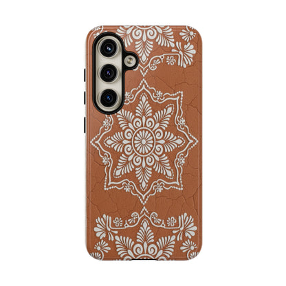 Talavera Terracotta Phone Case | Mexican Floral Pattern iPhone & Samsung Tough Case | Boho Clay Aesthetic Cover