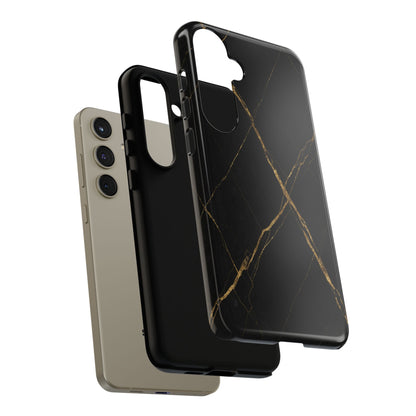 Black Marble Phone Case with Gold Veins – Luxury Minimal Aesthetic Tough Case
