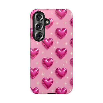 Pink Heart Pattern Phone Case | Tough Protective Case for Iphone, Samsung Galaxy and Pixel