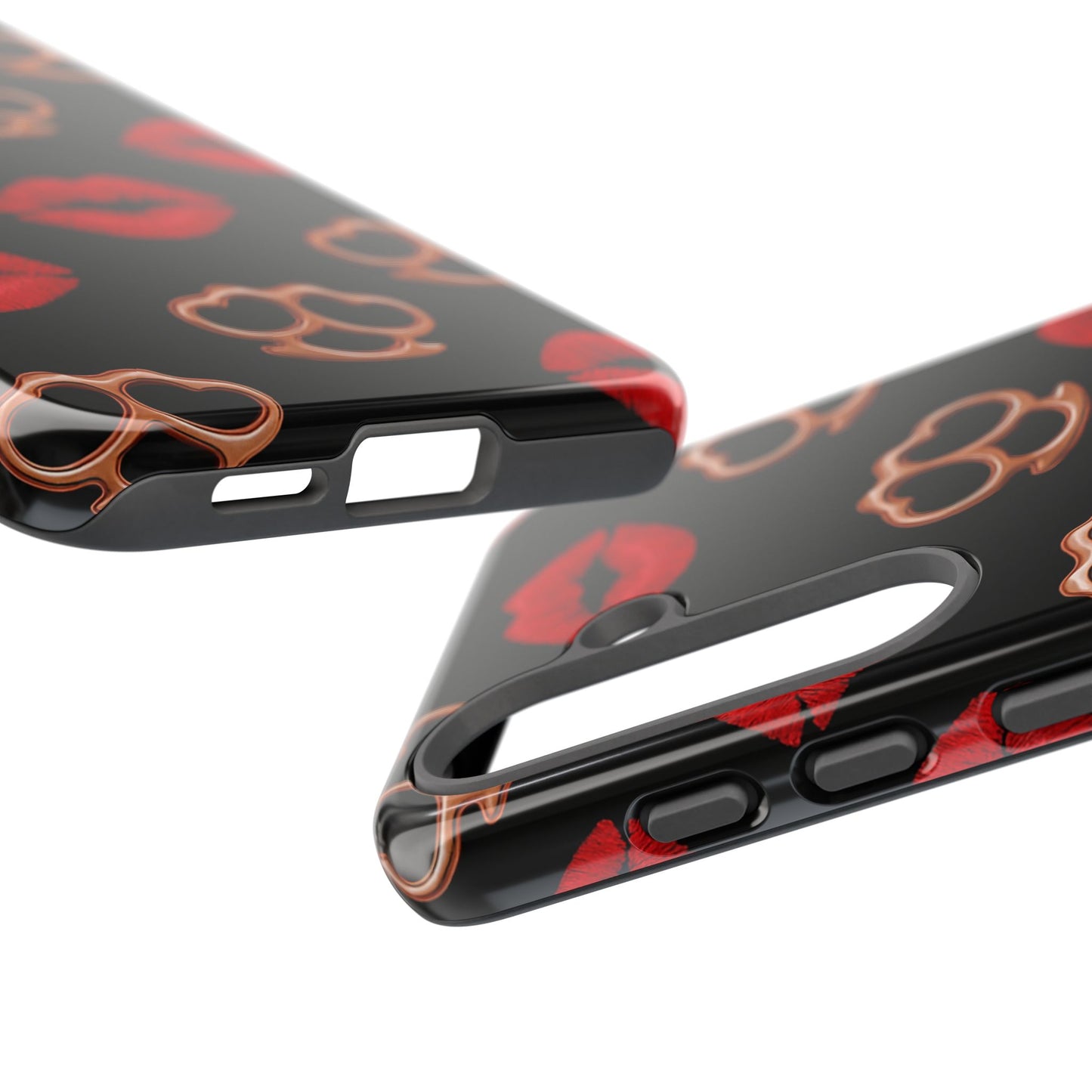 Red Lipstick & Knuckle Duster Phone Case | Bold Kiss Print Tough Protective Cover for Iphone, Samsung Galaxy and Pixel