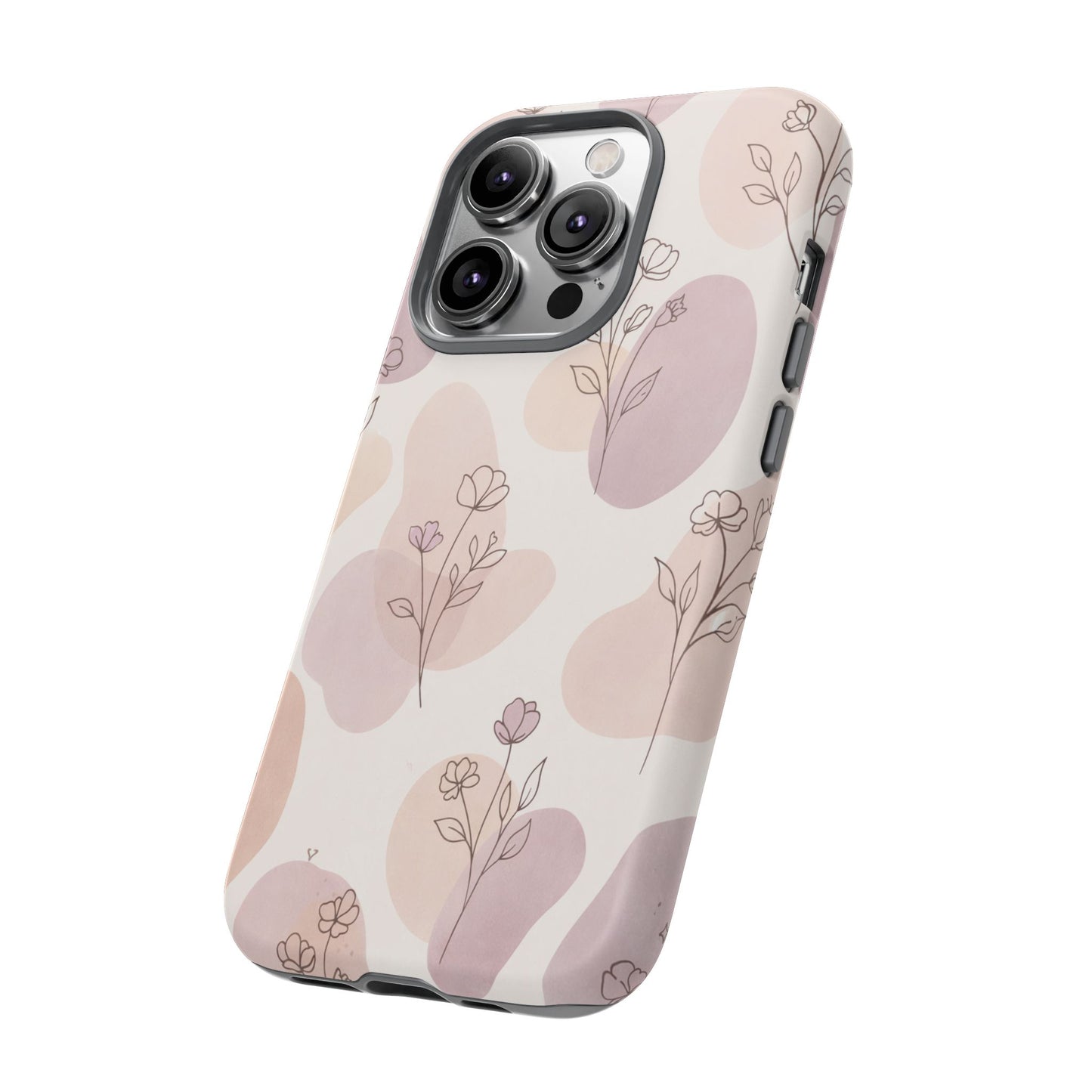 Blush Floral Phone Case Neutral Botanical Watercolor Tough Cover
