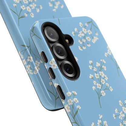 Baby’s Breath Floral Phone Case – Blue Minimal Flower Aesthetic Tough Case