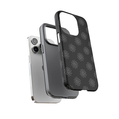 Black Daisy Floral Phone Case – Slim Protective Tough Case for Iphone, Samsung Galaxy and Pixel
