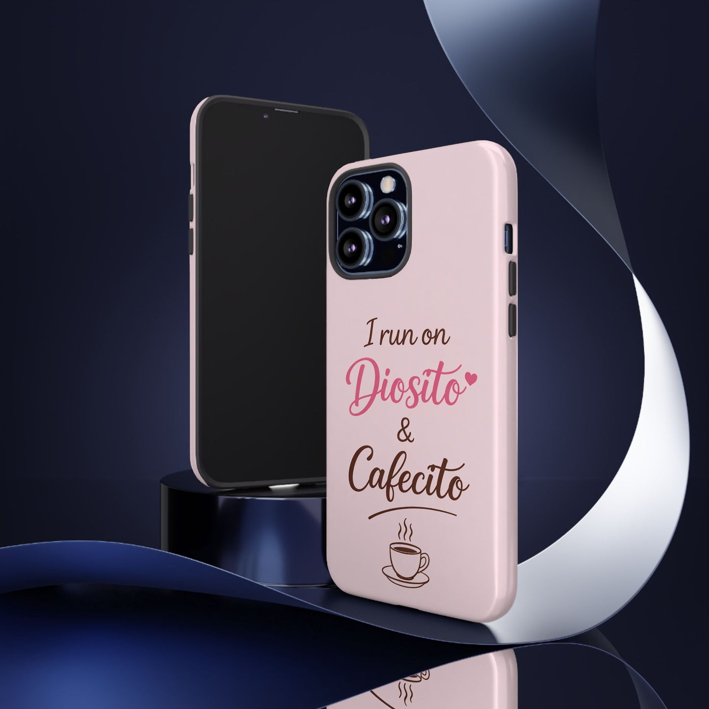 I Run on Diosito y Cafecito Phone Case, Pink Aesthetic Latina Faith Coffee Case, Girly Protective iPhone Samsung Cover